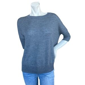 Anthropologie Gray High Neck Boxy Oversized Dolman Thin Wool Blend Sweater XSP